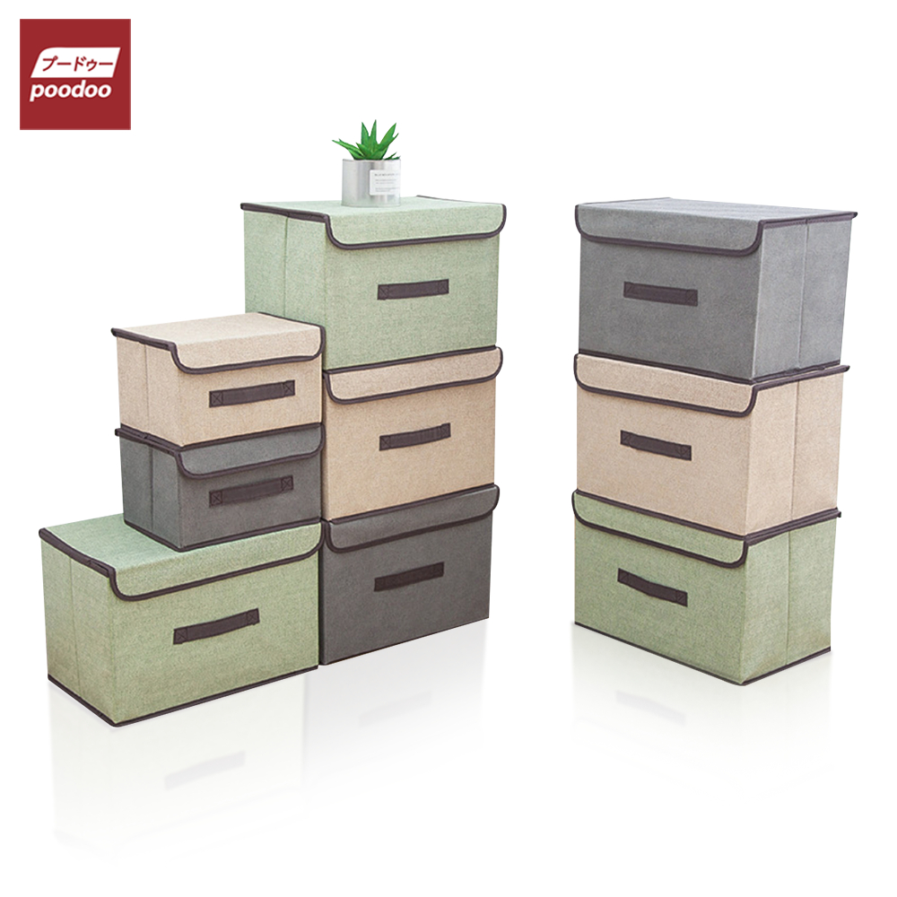 poodoo กล่องผ้าเก็บของ พับได้ มี 2 ขนาด กล่องใส่เสื้อผ้า กล่องใส่ผ้าห่ม Foldable Storage Box