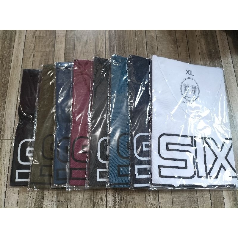 เสื้อคอวีแขนสั้นลายsix pack