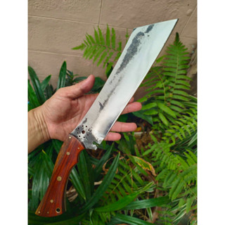 มีดแรมโบ้ (Rambo) มีดอีตัด มีดคัตติ้ง (Cutting Knife) มีดแคมป์ มีดสนาม 11” sup9 fulltank ผิวไฟ ด้ามไม้พะยูง หมุดโมเสค