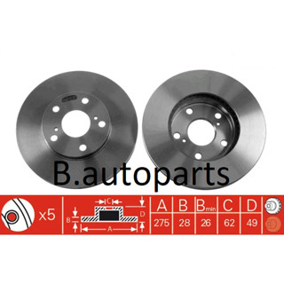 จานเบรคหน้า LEXUS ES300 TOYOTA ALPHARD ANH10 MNH10 2002- CAMRY ACV30 2001- ESTIMA ACR30 2000- RUNSTOP /คู่