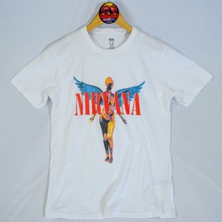 เสื้อวง Nirvana_Angelic มือ 1 ลิขสิทธิ์แท้ แบบใหม่❗❗ใส่ก่อนเท่ก่อน .... ลายสกรีนนางฟ้าบนผ้าขาวลิขสิทธิ์แท้จาก UK