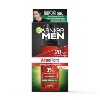 (6 ซอง) Garnier Men Acno Fight Super Serum Gel การ์นิเย่ เมน แอคโนไฟท์ ซูเปอร์ เซรั่ม เจล ผลิตภัณฑ์บำรุงผิวหน้า 7 มล.