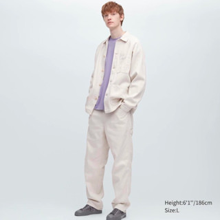 กางเกง Uniqlo Wide Fit Work Pants : S / กางเกงผู้ชายสีครีม / กางเกงแคมป์ปิง / กางเกงยูนิโคล่มือ2