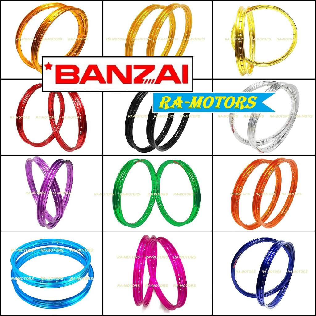 (E) BANZAI บันไซ วงล้อ อลูมิเนียม 1.40 ขอบ 17 มีให้เลือกหลายสี สำหรับ รถจักรยานยนต์ทั่วไป (ล้อขอบ17 ล้อมอไซ ล้อมอไซค์ )