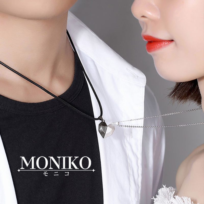 MONIKO สร้อยข้อมือกําไลข้อมือคู่รักแม่เหล็กรูปหัวใจ 1 คู่ /  วินเทจ เรียบง่าย คิวบา โซ่ กําไลข้อมือ / ของขวัญ วัวาเลนไทน์