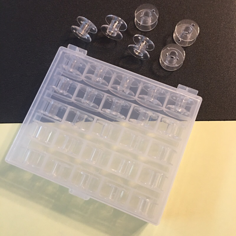 กระสวยพลาสติก แกนกระสวย,จักรปัก.Brother,Janome,Elna,Elvira,Charming,elvira.มีกล่องใส่25อัน69บาท