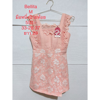 จั๊มสูทขาสั้น สีโอรส BELLITA SIZE M มือหนึ่งป้ายห้อย