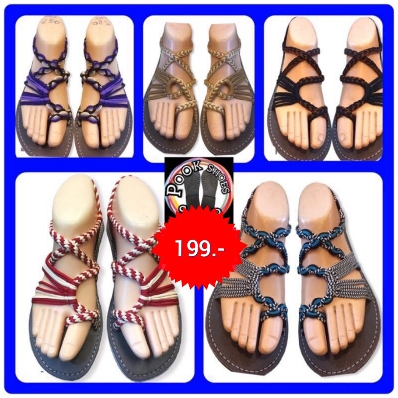 พร้อมส่ง มีเก็บปลายทาง#รองเท้าสาน #รองเท้าเชือกถัก #รองเท้าสานแตะรัดส้น#ใส่สวย ไม่กัดเท้า#พื้นยาง %