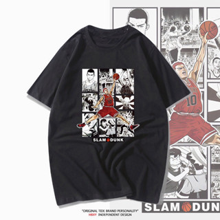 tshirt เสื้อยืดแขนสั้น พิมพ์ลายการ์ตูนอนิเมะ Slam Dunk Sakuragi เหมาะกับฤดูร้อน สไตล์ญี่ปุ่น สําหรับนักเรียน(S-5XL)