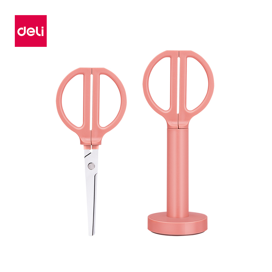 Deli กรรไกร ขนาด 7 นิ้ว กรรไกรตัดกระดาษ ที่ตัดกระดาษ กรรไกรแบบมีฝาปิด ใบมีดชุบไททาเนียม คุณภาพสูง แข