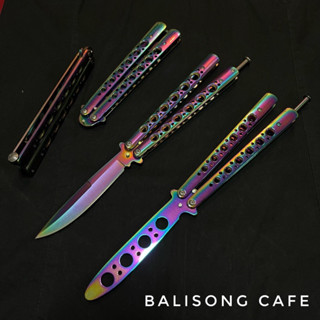 ลดพิเศษ! 50% Balisong มีดควง บาลิซอง BM42(มีคม)/40T(ไม่คม)สีไทเทเนียม Mirror B แถมซองผ้า