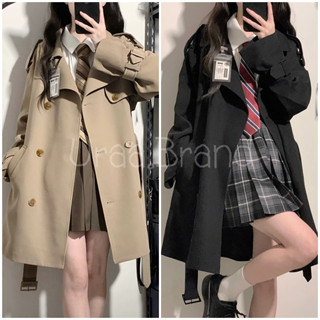 2 สี (พร้อมส่ง) เสื้อโค้ท เทรนช์โค้ท โค้ท รุ่น โค้ทสั้น พร้อมเข็มขัด Trench Coat Sherlilin เสื้อโค้ทผู้หญิง เสื้อคลุม