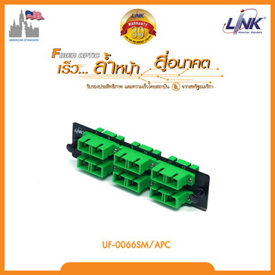 Link UF-2266SM-APC Fiber Optic 6 SC Duplex Snap-In Adapter Plate (SM & APC)