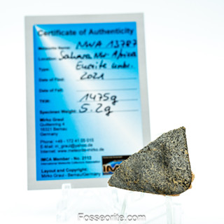 อุกกาบาต  NWA 13787 ชนิด Eucrite unbrecciated Achondrite Basalt พร้อมใบรับรอง จาก Germany #1 หนัก 5.2g