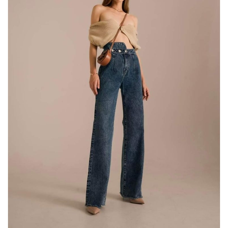 MOTTOM - LAGOON JEANS ลากูน กางเกงยีนส์ผู้หญิงทรงเอวสูงขาผ่า
