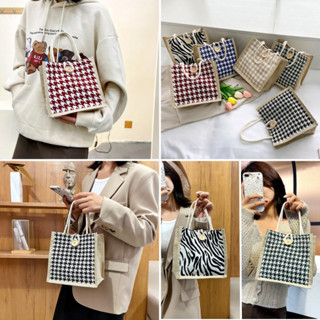 STHGB2923 พร้อมส่ง กระเป๋าถือลายสก๊อตผู้หญิงสไตล์เกาหลีแฟชั่น กระเป๋าผ้าแคนวาสกันน้ำความจุขนาดใหญ่ลำลอง ง่ายต่อการพกพา