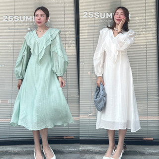 B50- Yoomini Dress เดรสคอปกระบาย