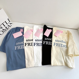 เสื้อครอป ผ้าคอตตอน สไตล์มินิมอล งานปัก another friday