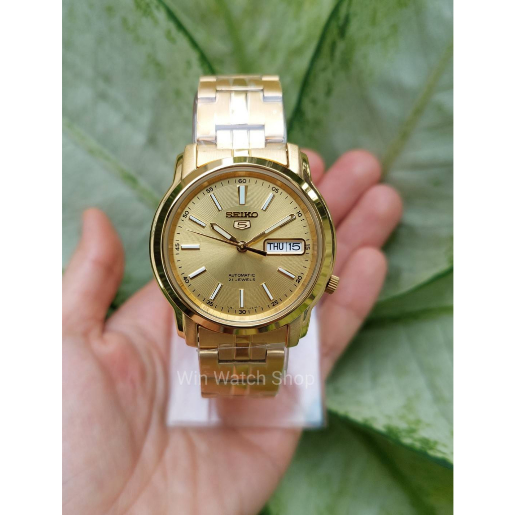นาฬิกา SEIKO 5 Automatic รุ่น SNKL86K1 นาฬิกาข้อมือผู้ชาย สายสแตนเลส สีทอง - มั่นใจ ของแท้ 100% ประกันสินค้า 1 ปีเต็ม
