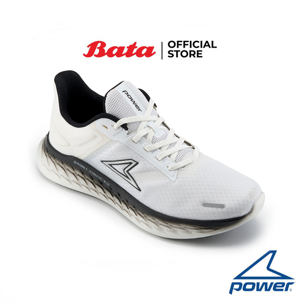 Bata บาจา POWER รองเท้ากีฬาวิ่ง แบบผูกเชือก สำหรับผู้ชาย รุ่น Xorise+ 500 GT นุ่มเด้งกลับรับแรงกระแทก สีขาว รหัส 8181640