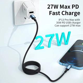 Essager Sunset สายชาร์จ USB-C to LN 27W/3A สายไนลอนถัก ทนทาน ชาร์จเร็ว สําหรับ โทรศัพท์มือถือ แท็บเล็ต