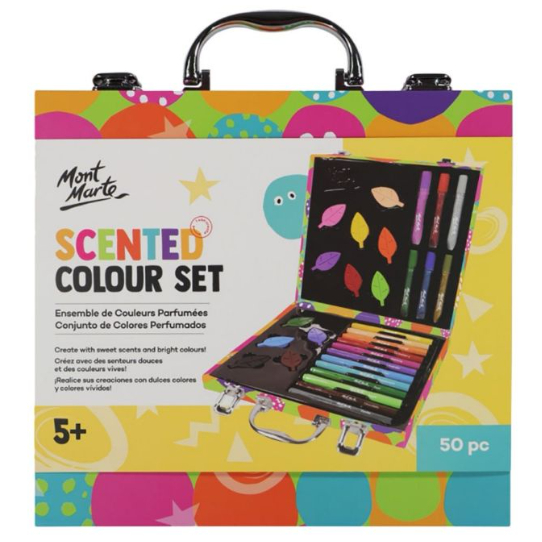 ชุดสีมีกลิ่นพร้อมกระเป๋าไม้ MONT MARTE SCENTED COLOUR ( 50 ชิ้น)