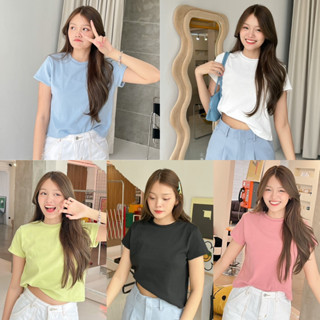 BEMYCHIC เสื้อครอปทรง baby tee เสื้อครอปคอกลมผ้าร่อง รุ่น baby tee