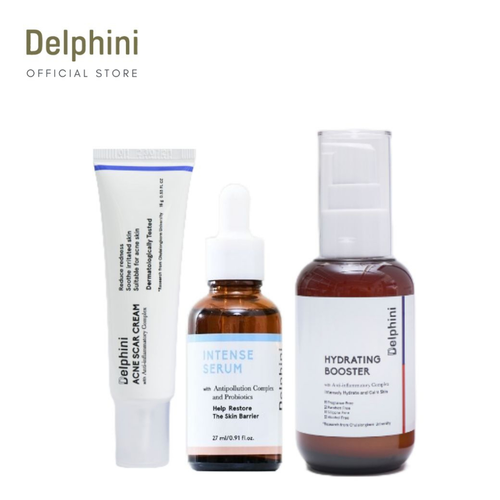Healthy Hydration Set : New Formula Delphini Intense Serum,  Acne Scar Cream and Hydrating Booster