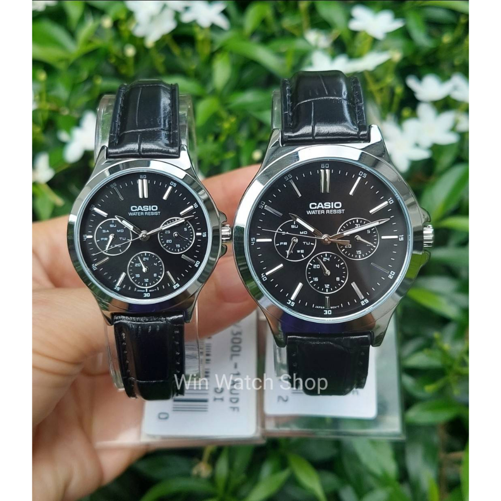 นาฬิกา Casio รุ่น MTP-V300L-1A และ LTP-V300L-1A นาฬิกาสายหนังสีดำ - สินค้าของแท้ 100% รับประกันสินค้า 1 ปีเต็ม