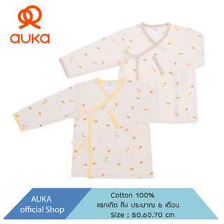 Auka .เสื้อป้ายแขนยาวแรกเกิด - 6 เดือน .Cocoa Little Bee