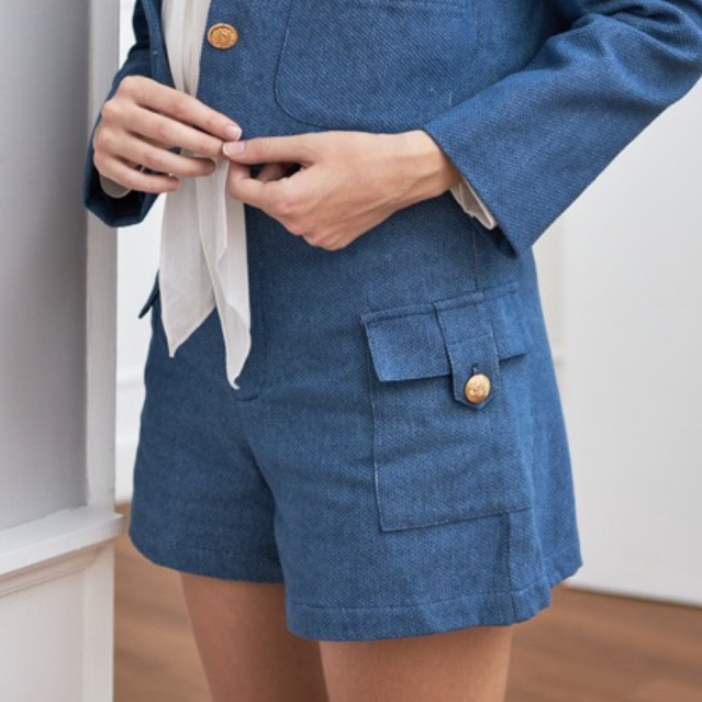 Moonland - Holiday Jacket in Denim Basket Weave