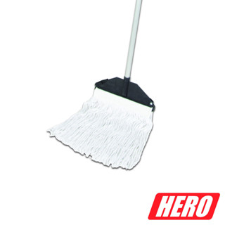 Hero ไม้ถูพื้นผ้าฝ้าย 12 นิ้ว ด้ามตรง อลูมิเนียม ไม้ม๊อบหัวพลาสติก