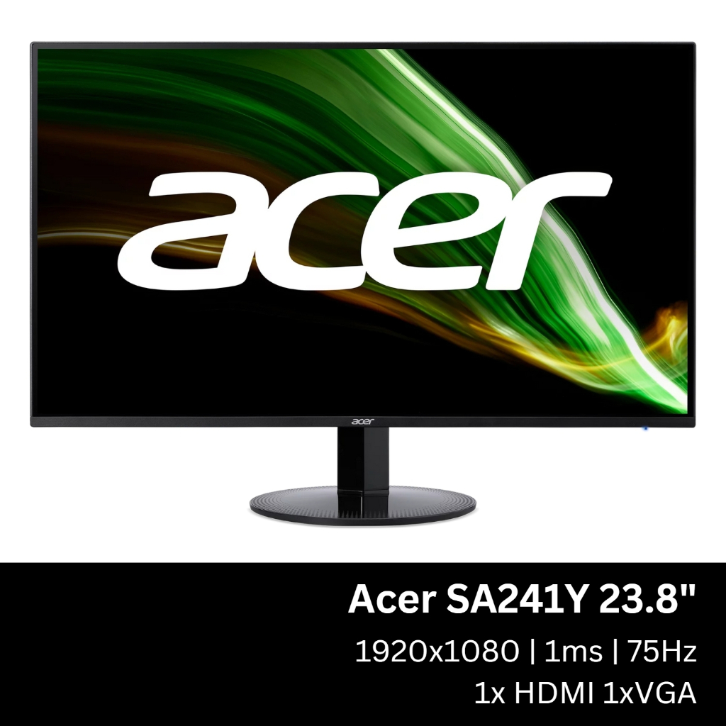 จอมอนิเตอร์ Monitor  Acer LED 23.8” SA241YAbi 75Hz (VA, VGA, HDMI)