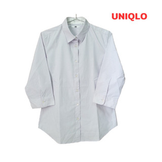 Uniqlo(M) เสื้อเชิ้ต แขนห้าส่วน ลายทาง