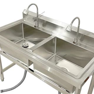 อ่างล้างจาน 2 หลุม 120x60x80 ซิงค์ล้างจาน 2 หลุม ที่คว่ำจาน Double Bowl Sink // SK120-60-ST237