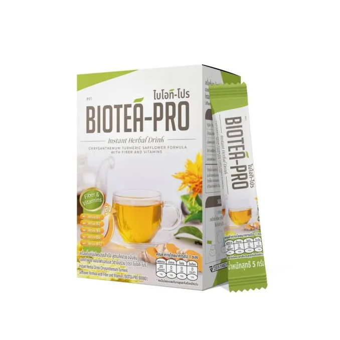 BIOTEA-PRO ไบโอที-โปร เครื่องดื่มสมุนไพรปรุงสำเร็จ (กล่อง 5 กรัม x 20 ซอง)