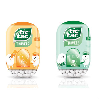 tic tac TRAVELS ลูกอมรสมิ้นท์เเละรสส้ม น้ำหนัก 98 กรัม BBF 12/12/23