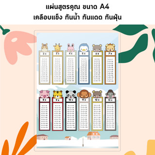 แผ่นสูตรคูณ แผ่นสูตรคูณเคลือบแข็ง แบบพกพา สูตรคุณแม่ 2 ถึง 13 สูตรคูณ A4 คณิตศาสตร์ ฝึกอ่านฝึกท่อง เสริมพัฒนาการ แบบพกพา