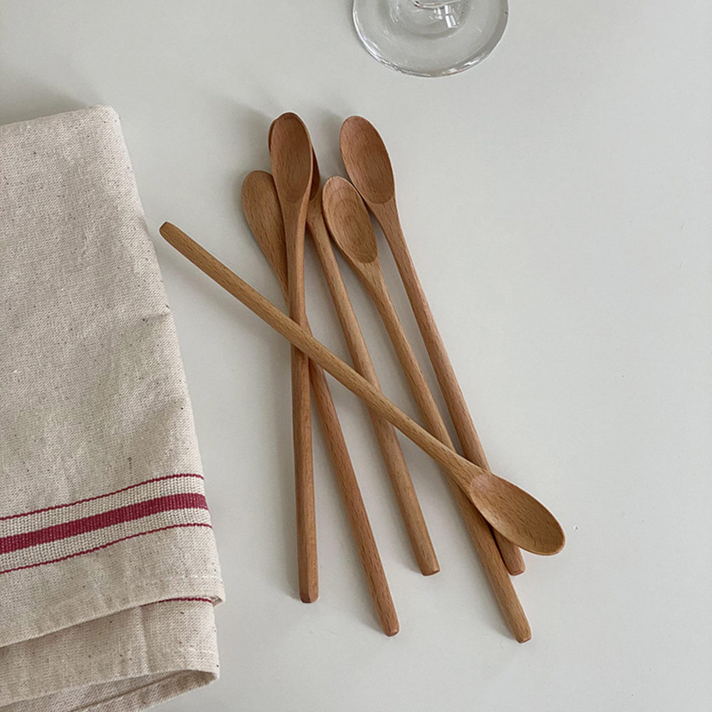 พร้อมส่ง ช้อนคนกาแฟ ช้อนไม้ด้ามยาว สไตล์เกาหลี - รูปที่ 4