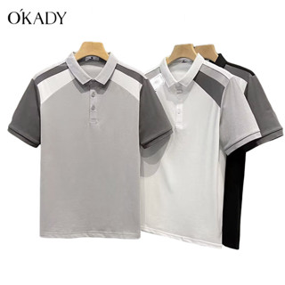 OKADY เสื้อยืดผู้ชาย เสื้อโปโลแขนสั้น คอปก ผ้าตาข่าย โปร่ง ระบายอากาศ สําหรับผู้ชาย ผ้าคุณภาพสูง