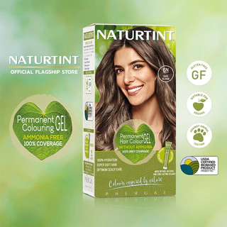 Naturtint (6N Dark Blonde) เจลเปลี่ยนสีผม ปิดผมขาว จากสารสกัดธรรมชาติและออแกนิค ปริมาณ170ml