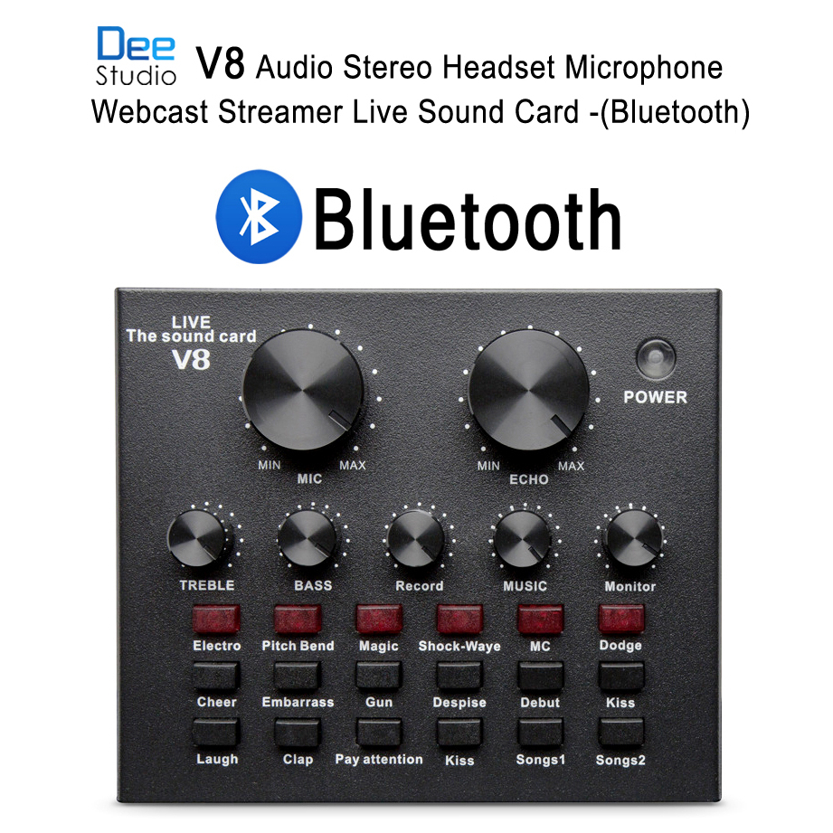 V8 Audio Stereo Headset Microphone Webcast Streamer Live Sound Card(Bluetooth)V8 BT USBเสียงชุดหูฟังไมโครโฟน Webcast