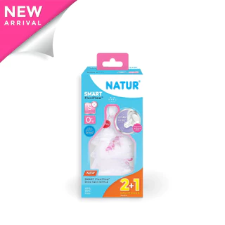 Natur เนเจอร์ จุกนมคอกว้างสมาร์ท (FlexiFlow) จุกนิ่มหลายรู ไซซ์ S / M / L แพ็ก 2 ฟรี 1