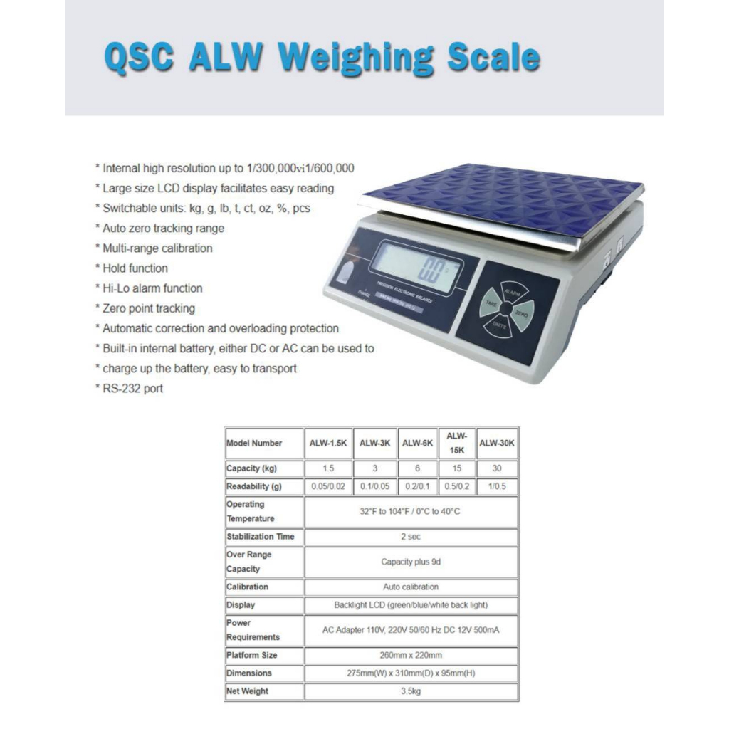 เครื่องชั่งดิจิตอล QSC ALW(RS2 32)
