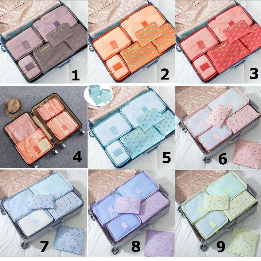(ลูกค้าใหม่1บาท)กระเป๋าจัดระเบียบในการเดินทาง เช็ท 6ใบ(พร้อมส่งจากไทย)