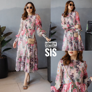 🌈🌿🌺🌼🌸💖🇰🇷 Floral Long Sleeve BB Maxi Dress