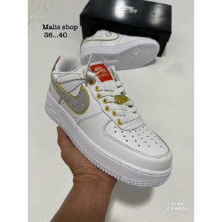 Nike Air Force 1 Low Silver and Gold Swoosh (size36-40)