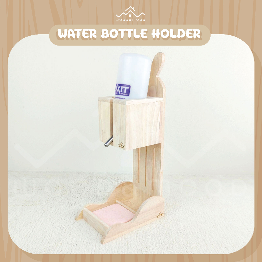ที่วางขวดน้ำกระต่าย ปรับระดับได้ lixit16,32oz.(Water Bottle Holder/Stand) [WOOD&MOOD]