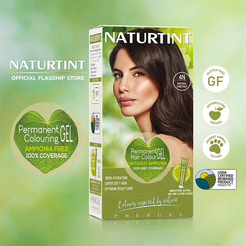 Naturtint (4N Natural Chestnut) เจลเปลี่ยนสีผม ปิดผมขาว จากสารสกัดธรรมชาติและออแกนิค ปริมาณ170ml