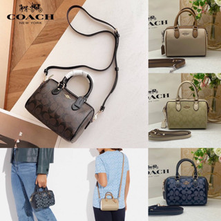 Coach Mini Rowan Satchel In Blocked Signature Canvas